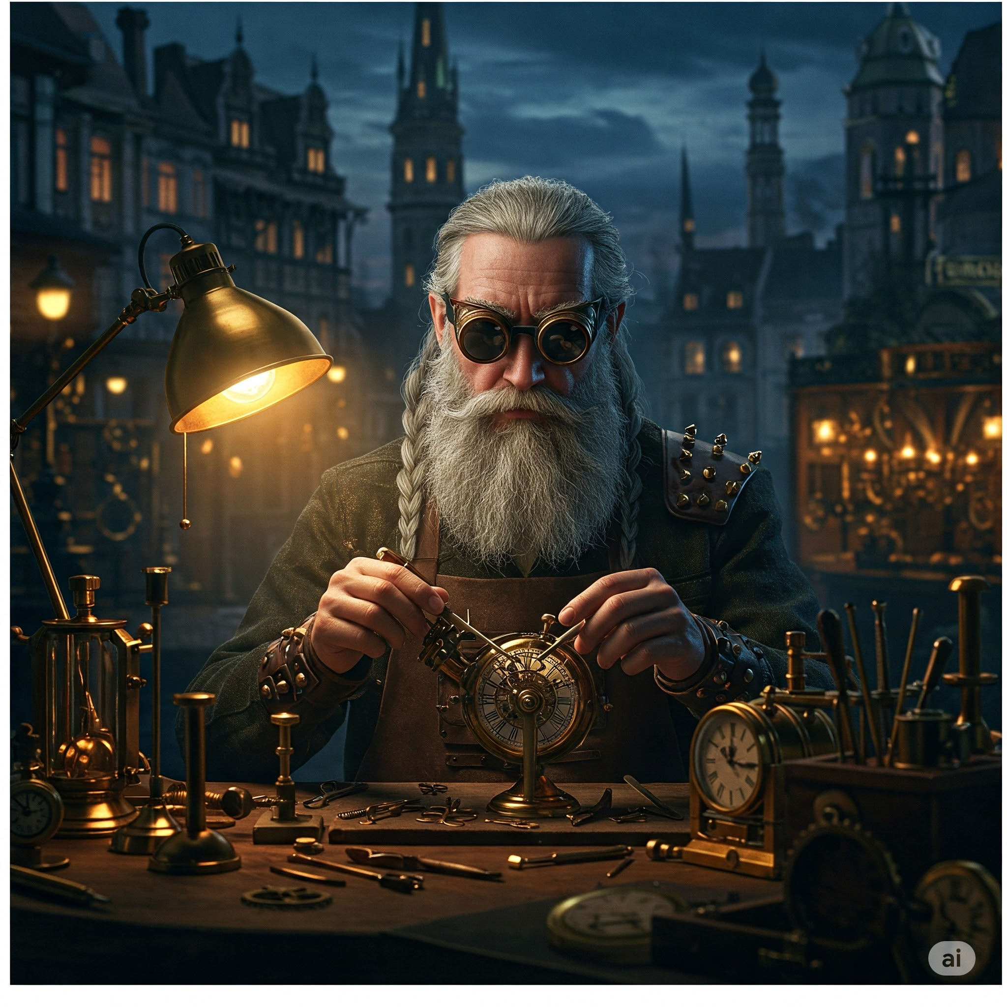 Prepare to be wound up in the latest captivating episode of Tales of the Beard, where reality wraps, time bends, and one man's beard could be the key to unlocking or unraveling the future! This episode plunges you into the enchanting steampunk metropolis of Steamhaven, where you'll meet Tobias Grindwell, a meticulous watchmaker whose life takes a bizarre turn.
